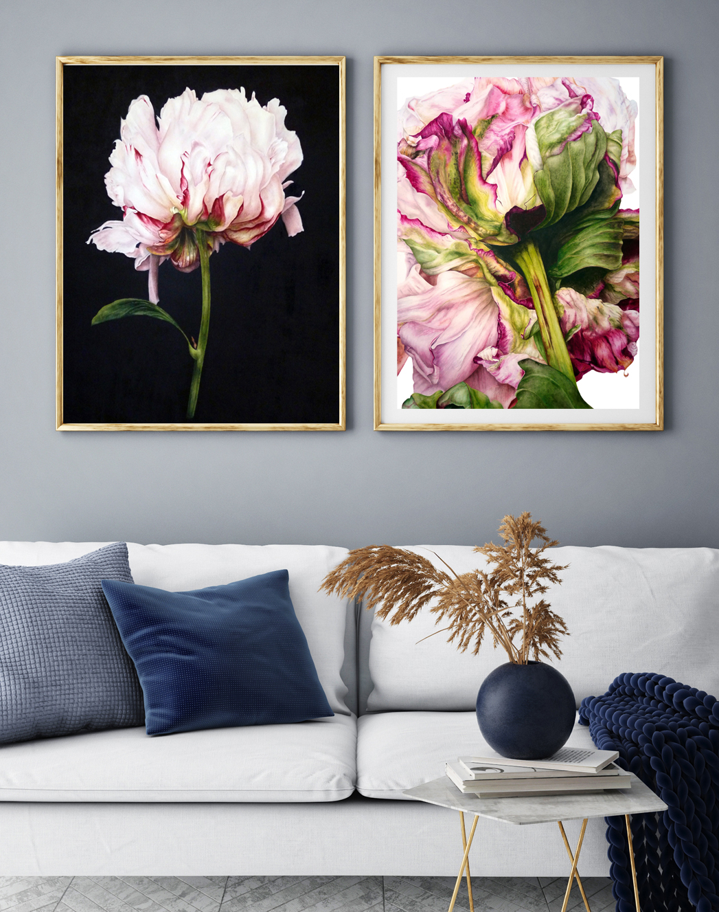 Peony on Black Art Print - Image 2